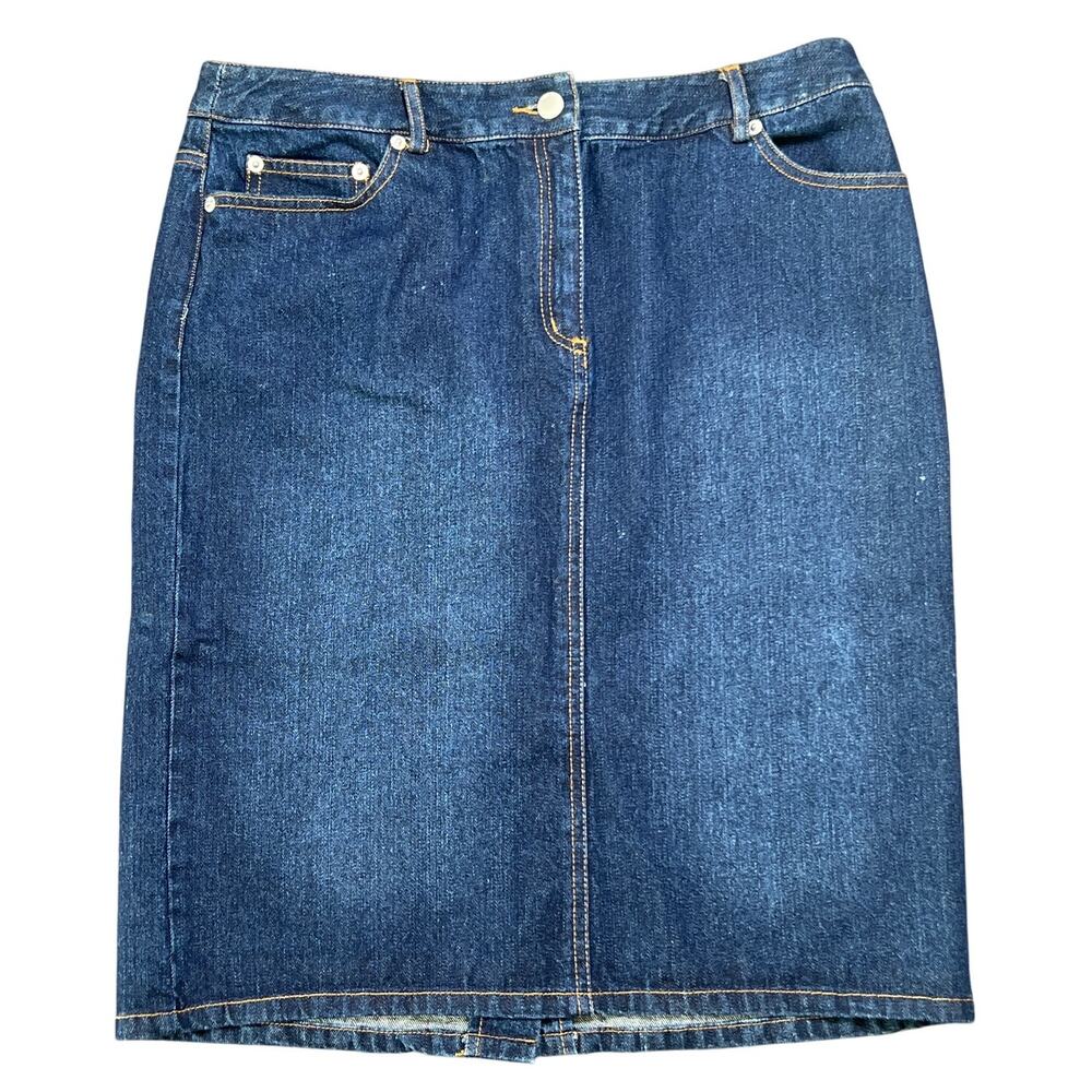 Isaac Mizrahi Denim Skirt Women's Size 10 Blue Cotton Medium Washed Knee Length